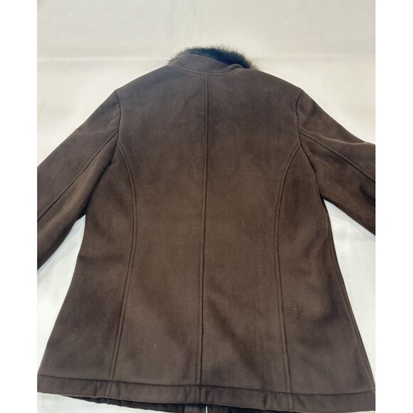 Liz Clairborne Womens Brown Suede Zip Up Jacket With Fur Trimming & lining, Sz M - Picture 7 of 10